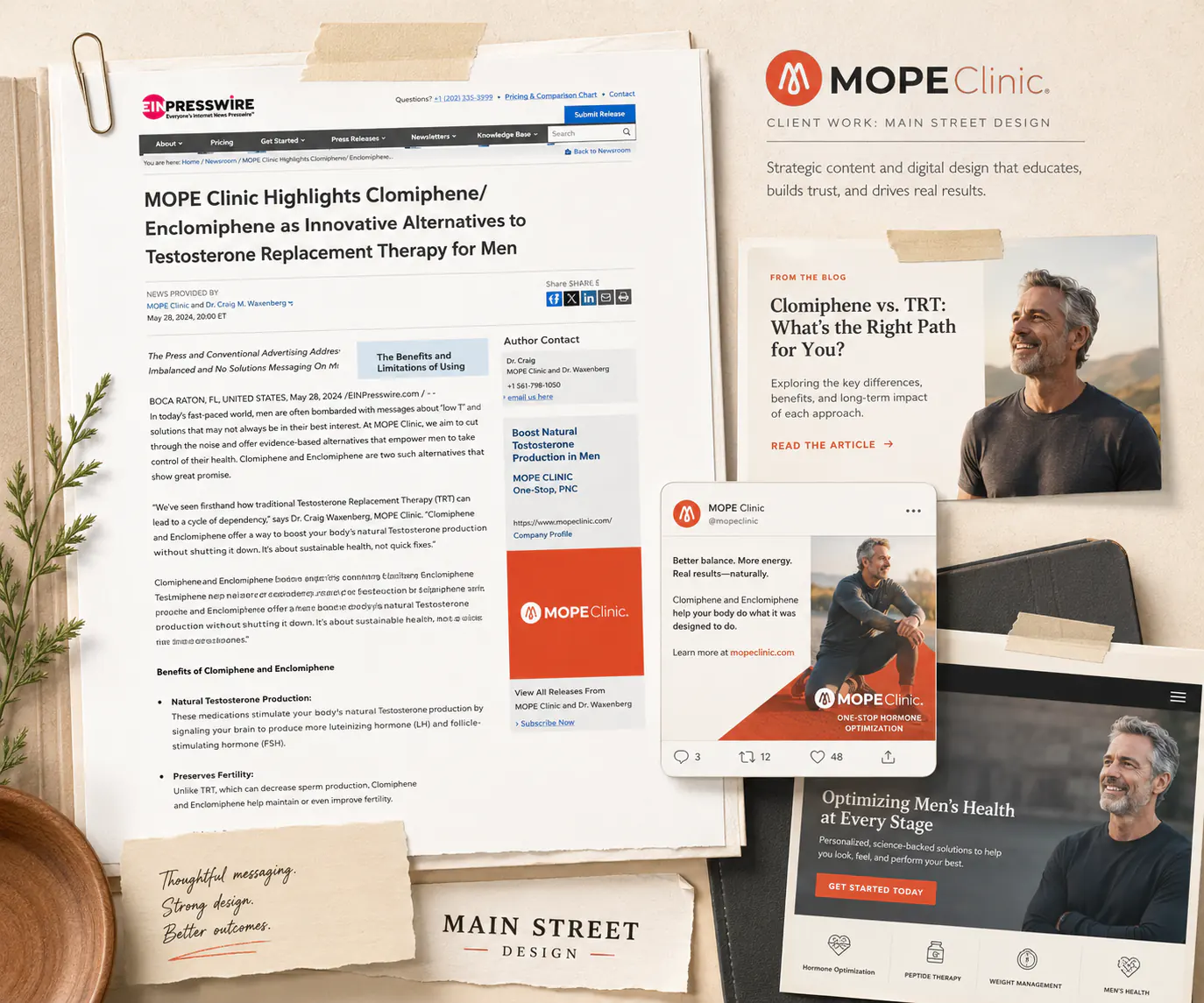 MOPE Clinic Facebook marketing, educational blogs, and press releases created by Main Street Design