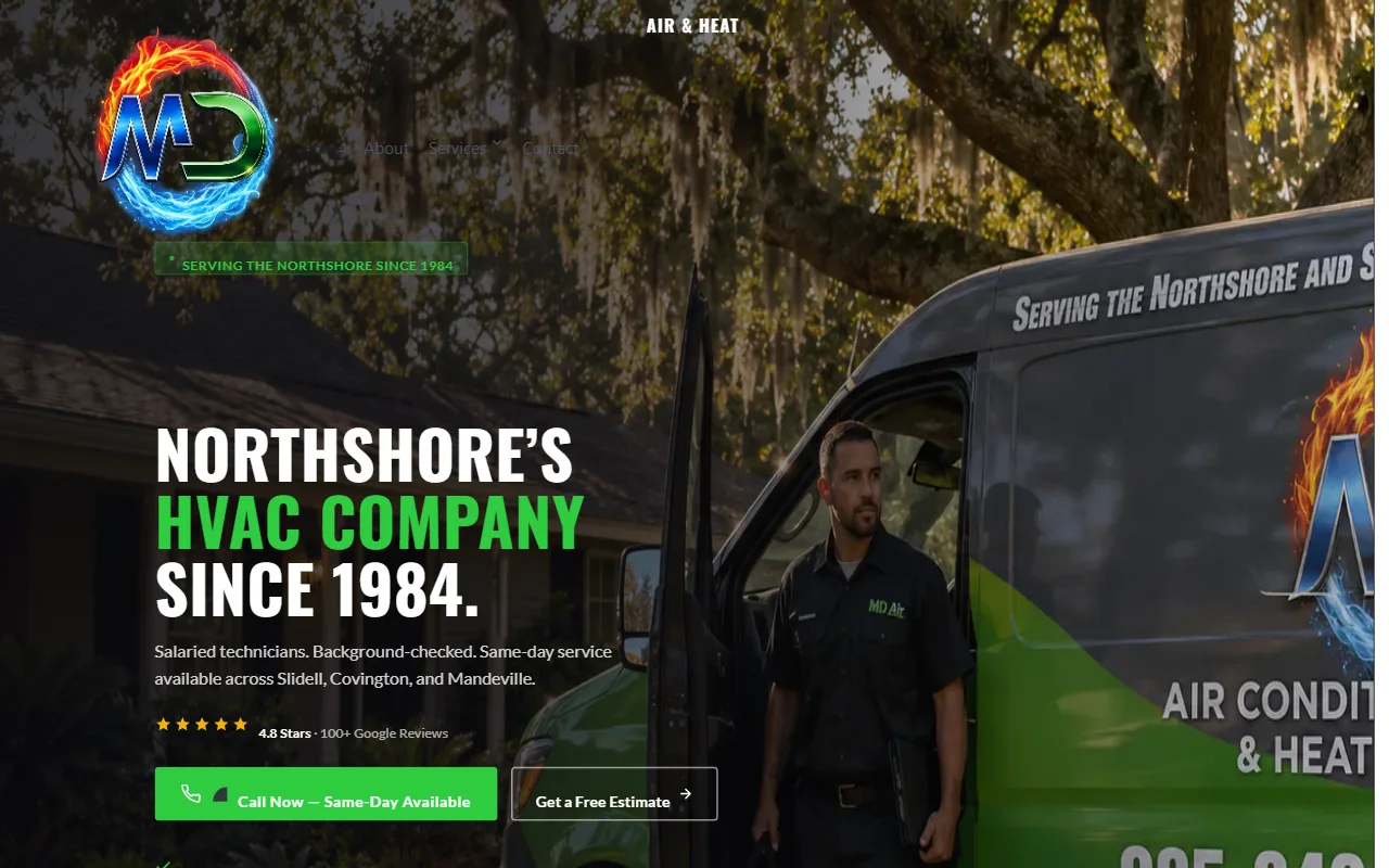 MD Air and Heat new website homepage in progress